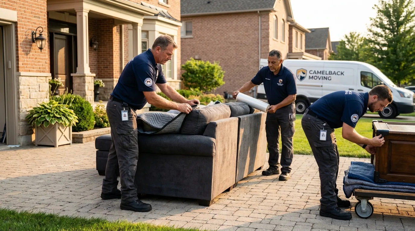 Large estate moving crew wrapping furniture in Nogales, AZ