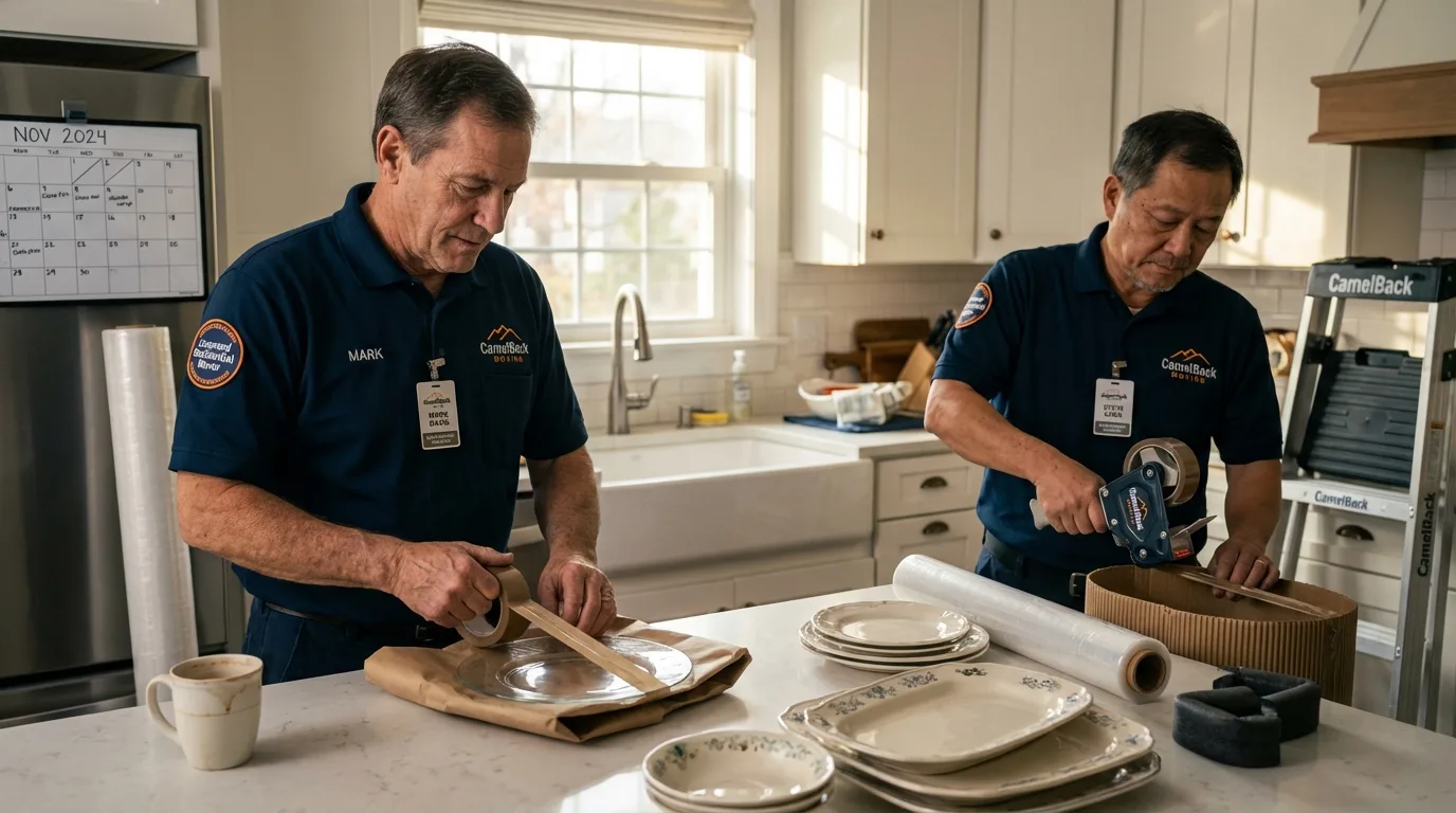 Professional crew packing kitchen dishware in Nogales, AZ